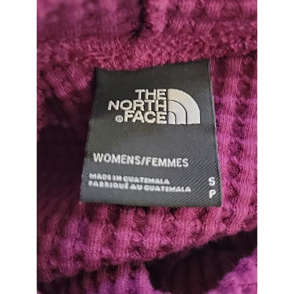The North Face 100% Cotton Fuschia LS Hooded Waffle Knit Sweater Women's Small - Picture 11 of 12